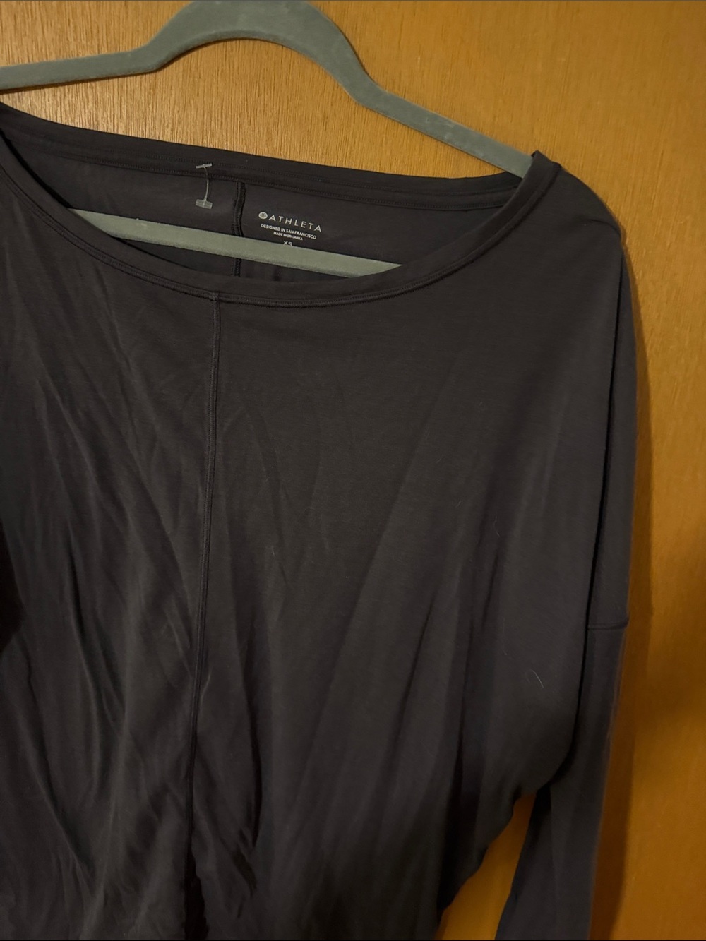 Athleta Black/gray Dolman Long Sleeve Relaxed Crew Top